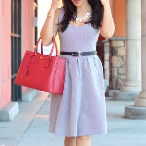 Banana Republic striped ponte fit & flare dress